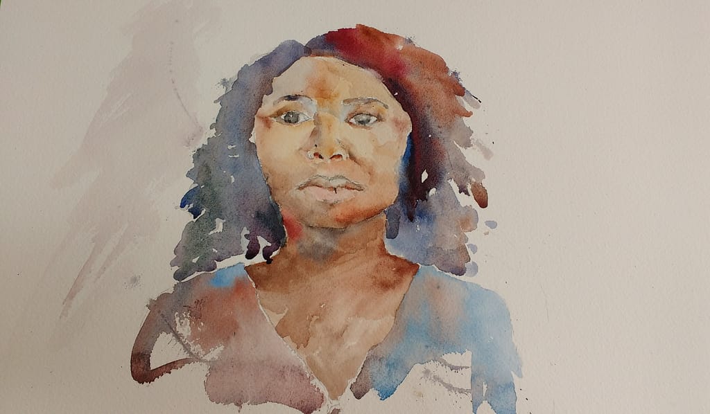 african american woman impressionistic watercolor painting maria peagler fine art